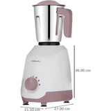 BAJAJ 3 Jars (410582) Military Series Duetto 500 LILAC 500 Watt 20000 RPM with Pulse Mode Mixer Grinder (White & Lilac)