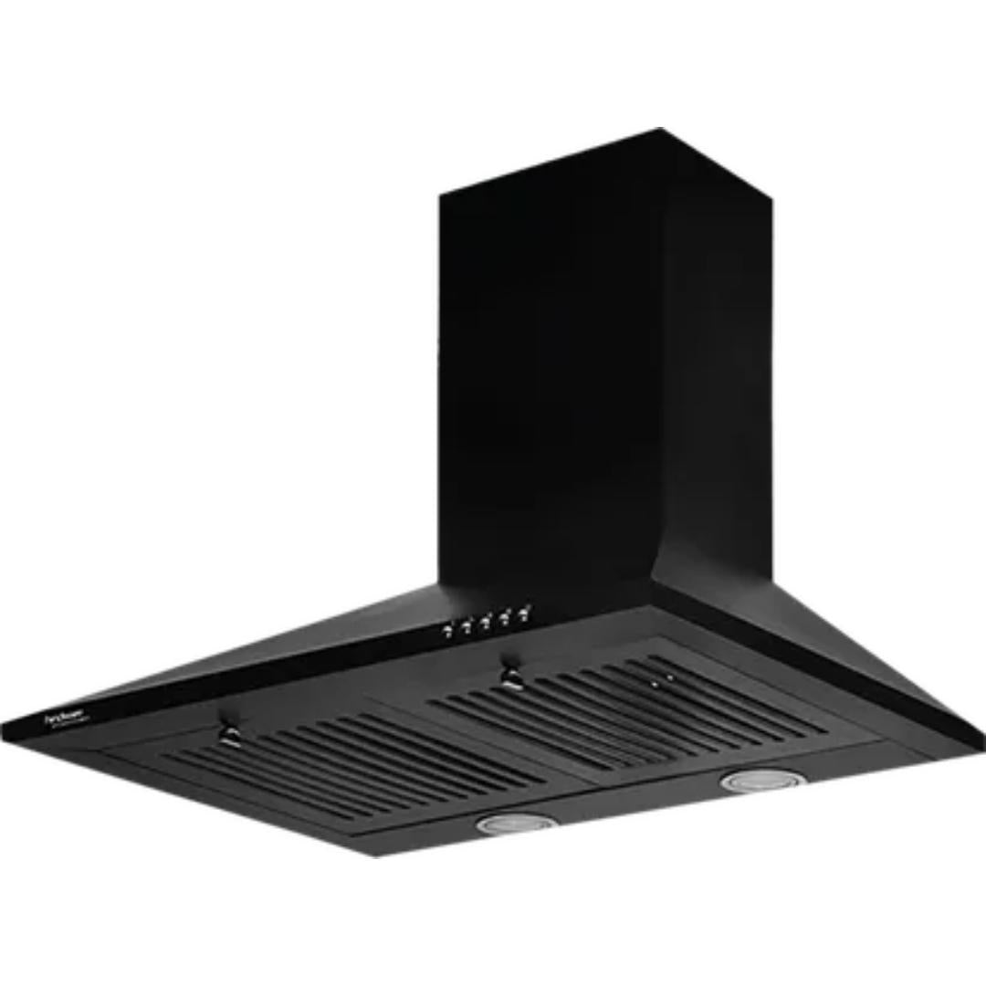 Hindware 60 Centimeter KA Cooker Hood Myra Blk 60 (519467) 1000 m³/hr Push Botton Control Manual Clean Wall Mounted Chimney (Black)