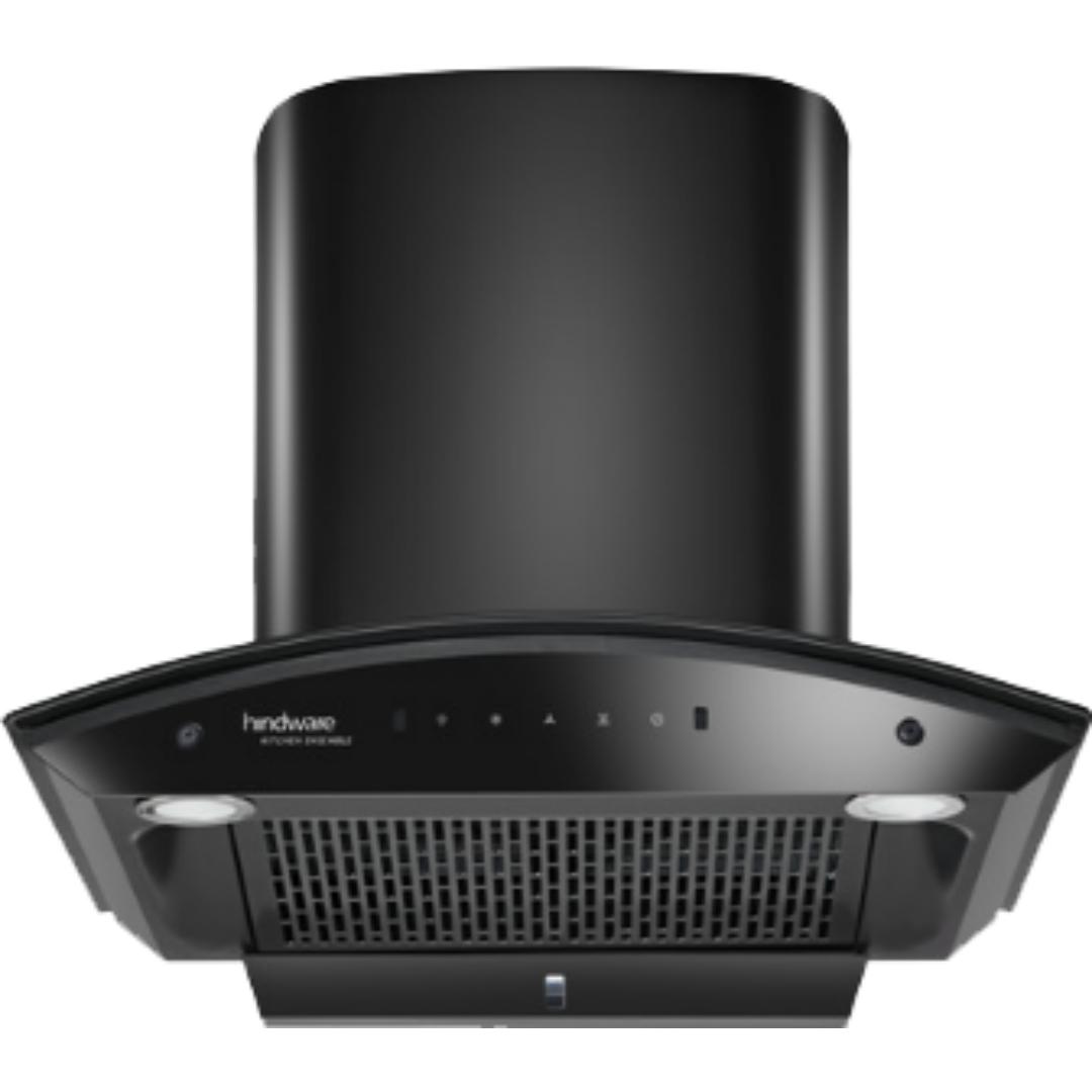 Hindware 60 Centimeter KA Cookerhood Celesia Blk Autoclean 60 IN (521458) 1500 m³/hr Auto Clean Touch & Gesture Control Filterless Wall Mounted Chimney (Black)