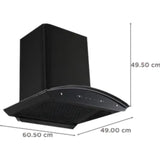 Hindware 60 Centimeter (524201) KA COOKER HOOD CHROMIA BLK RSN AC 60 3 Speed Gesture Control Thermal Auto Clean Wall Mounted Filterless Chimney (Black)
