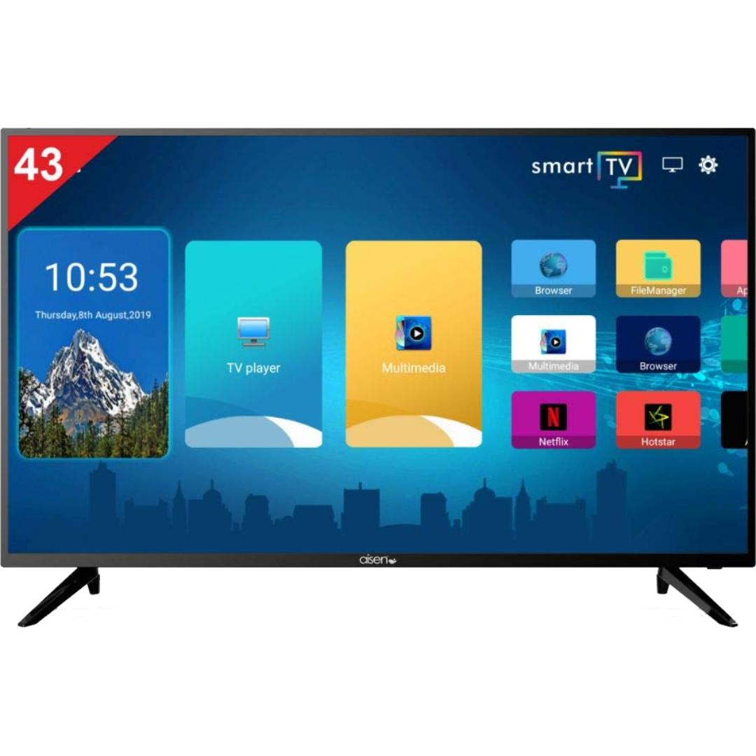 AISEN 109 Centimeter (43) A43FDS962 Full HD 1.5 GHz Quad core Processor Android Smart LED TV (2025 Model, Black)