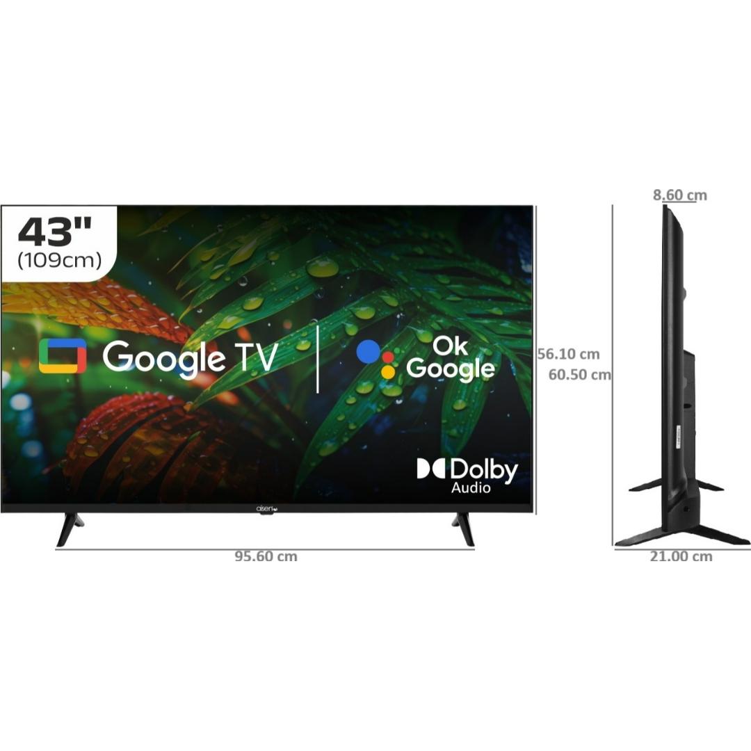 AISEN 109 Centimeter (43) A43FDS964 Full HD ARM CA55*4 2.4 GHz Quad Core Processor Google Smart LED TV (Black)