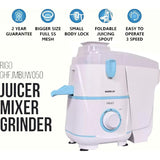 HAVELLS 2 Jars GHFJMBUW050 (Rigo 2 Jar 500 W) 3 Speed Control with Pulse Function Mixer Grinder (White & Light Blue)