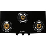 Faber 3 Burner JUMBO 3BB BK AI Toughened Glass Top Corrosion Resistance Automatic Gas Stove Cooktop (Black)