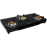 Faber 3 Burner JUMBO 3BB BK AI Toughened Glass Top Corrosion Resistance Automatic Gas Stove Cooktop (Black)