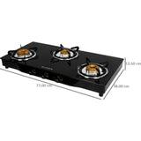 Faber 3 Burner JUMBO 3BB BK AI Toughened Glass Top Corrosion Resistance Automatic Gas Stove Cooktop (Black)