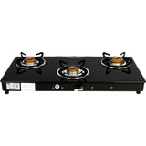 Faber 3 Burner JUMBO 3BB BK AI Toughened Glass Top Corrosion Resistance Automatic Gas Stove Cooktop (Black)