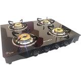 Faber 4 Burner Jumbo 4BB BK AI Toughened Glass Top Corrosion Resistance Automatic Gas Stove Cooktop (Black)