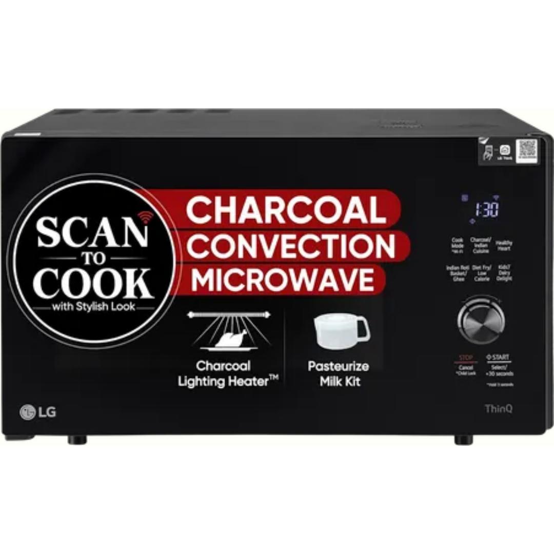 LG 28.0 L MJEN286UFW.DBKQILN Wi-Fi Enabled Charcoal with Scan to Cook Healthy Diet Fry Stainless Steel Cavity Convection Microwave Oven (Black)