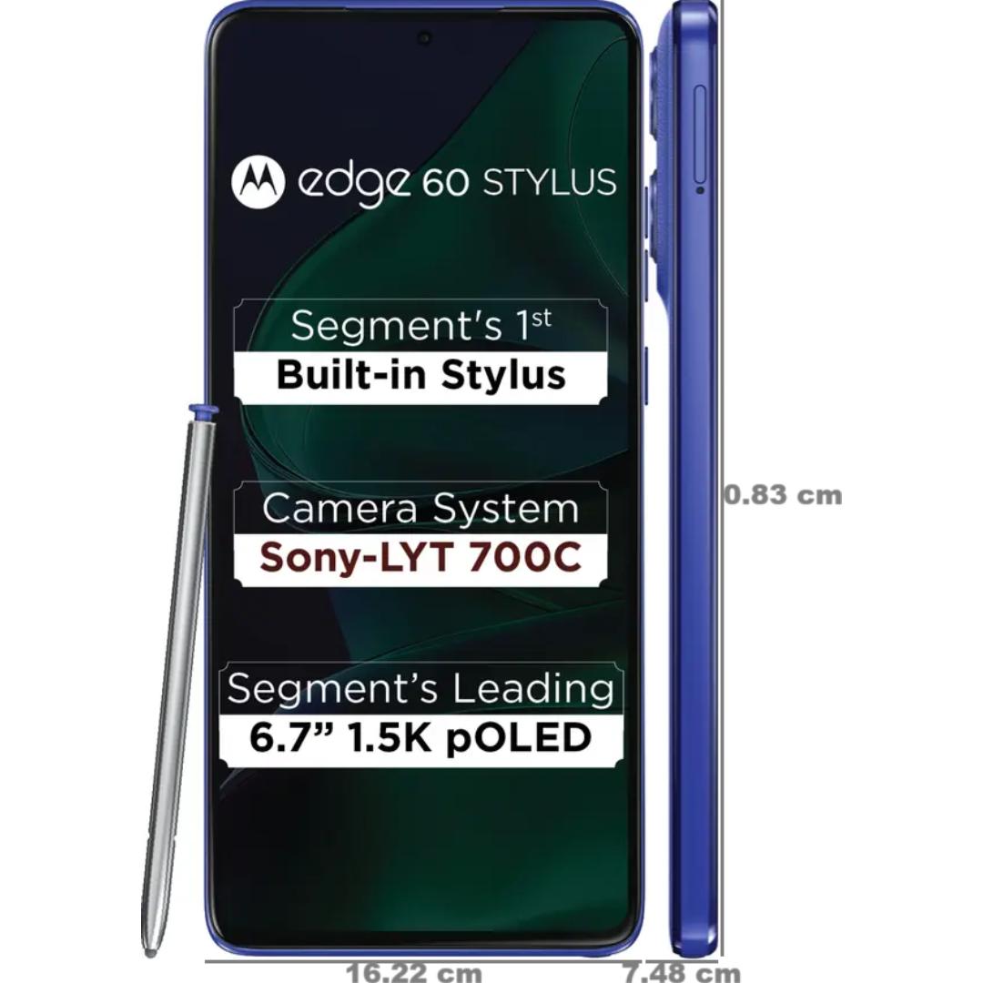 Motorola EDGE 60 STYLUS 5G 16.94 Centimeter (6.67) Dual Camera 50MP + 13MP & 32 MP Front Camera 120Hz Super HD+ 1.5K pOLED Display Snapdragon® 7s Gen 2 Octa Core Processor Smartphones Mobile