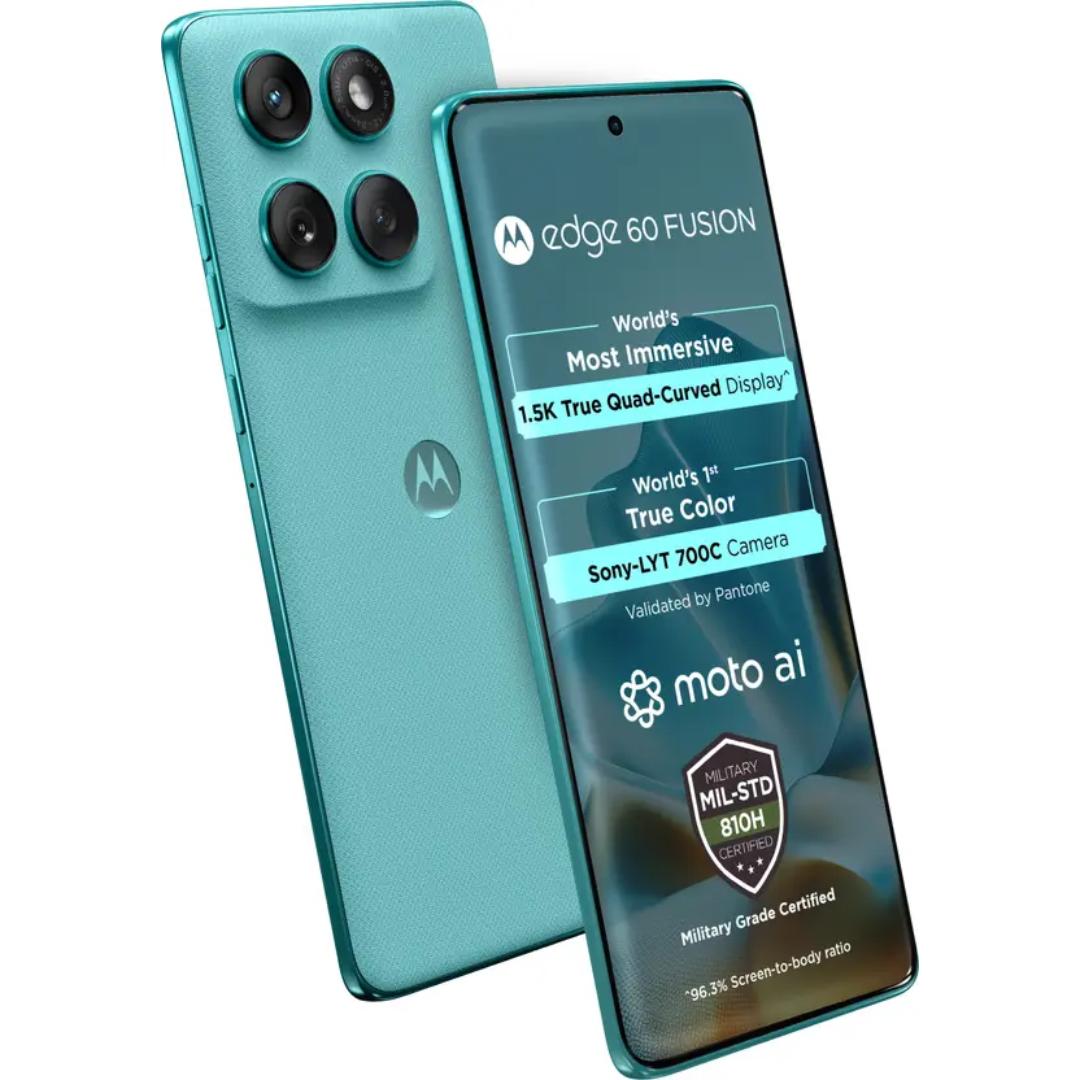 Motorola EDGE 60 FUSION 5G 16.94 Centimeter (6.67) Dual Rear Camera 50MP + 13MP & 32 MP Front Camera 120Hz Super HD+ 1.5K pOLED Quad Curved Display MediaTek Dimensity 7400 Octa Core Processor Smartphones Mobile