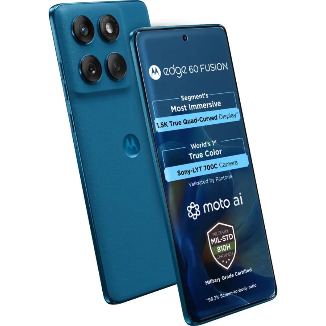 Motorola EDGE 60 FUSION 5G 16.94 Centimeter (6.67) Dual Rear Camera 50MP + 13MP & 32 MP Front Camera 120Hz Super HD+ 1.5K pOLED Quad Curved Display MediaTek Dimensity 7400 Octa Core Processor Smartphones Mobile
