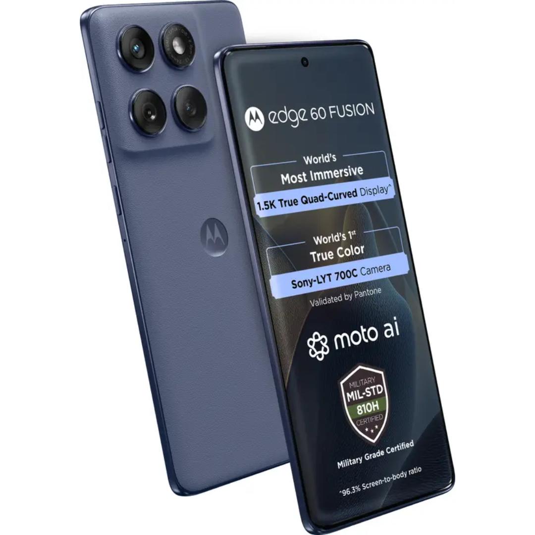 Motorola EDGE 60 FUSION 5G 16.94 Centimeter (6.67) Dual Rear Camera 50MP + 13MP & 32 MP Front Camera 120Hz Super HD+ 1.5K pOLED Quad Curved Display MediaTek Dimensity 7400 Octa Core Processor Smartphones Mobile