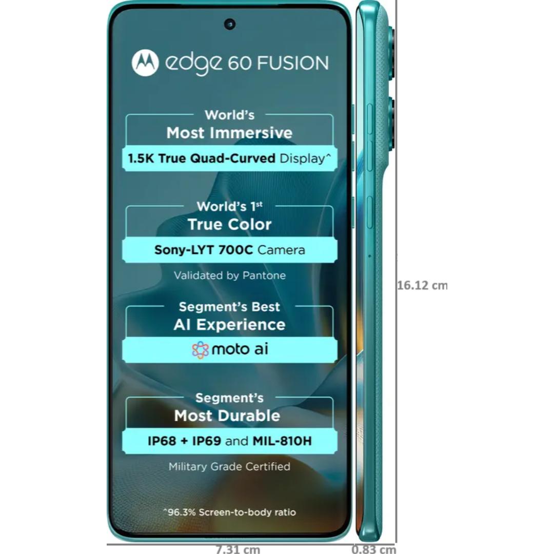 Motorola EDGE 60 FUSION 5G 16.94 Centimeter (6.67) Dual Rear Camera 50MP + 13MP & 32 MP Front Camera 120Hz Super HD+ 1.5K pOLED Quad Curved Display MediaTek Dimensity 7400 Octa Core Processor Smartphones Mobile