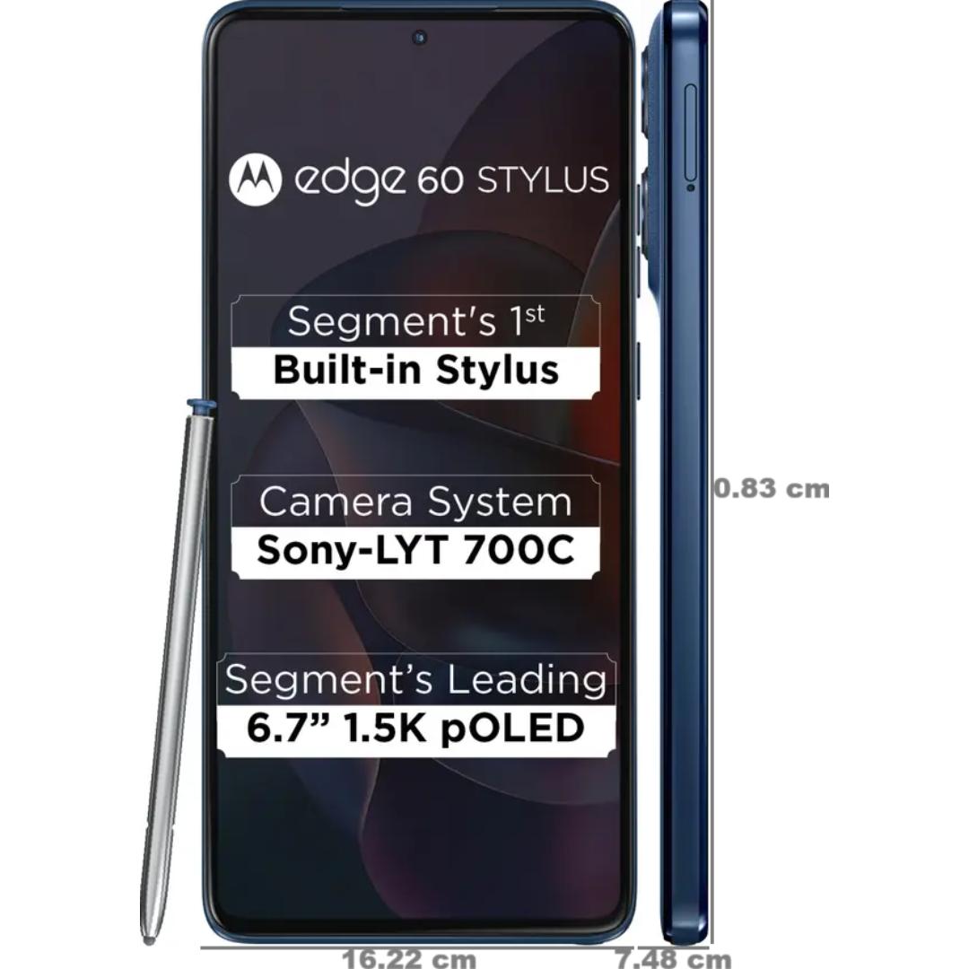Motorola EDGE 60 STYLUS 5G 16.94 Centimeter (6.67) Dual Camera 50MP + 13MP & 32 MP Front Camera 120Hz Super HD+ 1.5K pOLED Display Snapdragon® 7s Gen 2 Octa Core Processor Smartphones Mobile