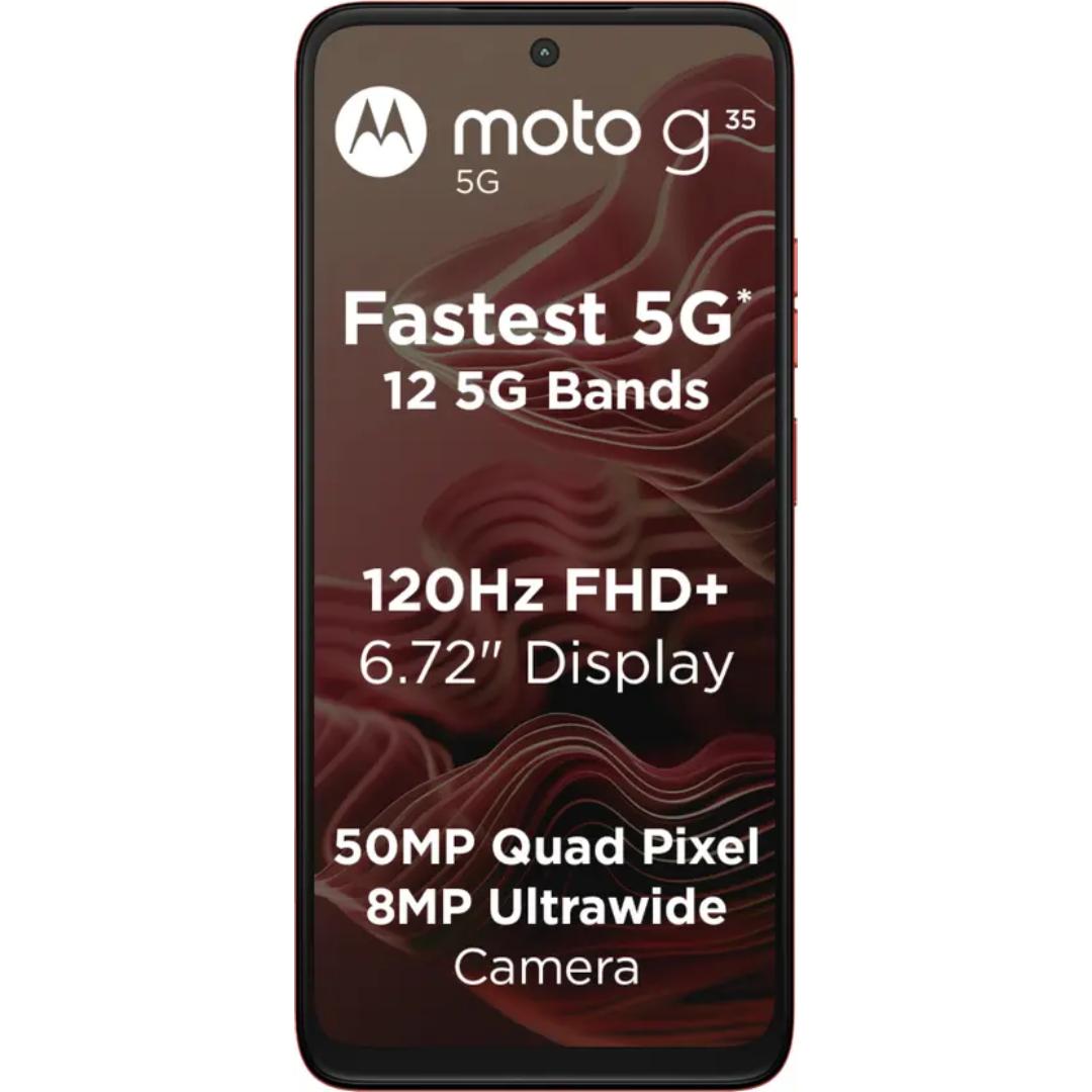 Motorola G35 5G 17.07 Centimeter (6.72) Dual Rear Camera 50MP Quad Pixel + 8MP Ultrawide Camera & 16 MP Front Camera 120Hz FHD+ LTPS LCD Display with Vision Booster UniSOC T760 (6 nm) Octa Core Processor Smartphones Mobile