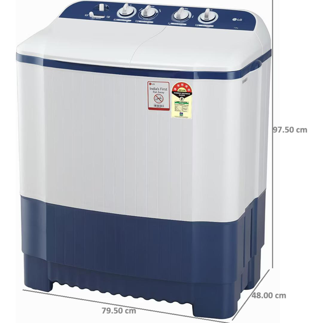 LG 7.5 Kg P7510RBAZ.ADBQNST 5 Star Roller Jet Pulsator, Wind Jet Dry, Rat Away Technology with Unidirectional Wheels Semi Automatic Top Loading Washing Machine (2024 Model, Dark Blue)