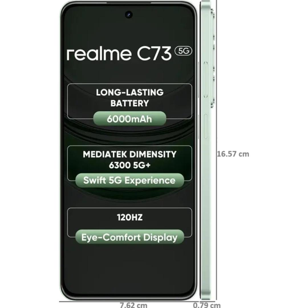 Realme C73 5G 16.94 Centimeter (6.67) 32MP Galaxy Core GC32E2 AF Rear Camera 8MP Front Camera 120Hz Eye Comfort HD+ LCD Display Mediatek Dimensity 6300 Octa Core Processor Smartphones Mobile