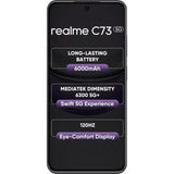 Realme C73 5G 16.94 Centimeter (6.67) 32MP Galaxy Core GC32E2 AF Rear Camera 8MP Front Camera 120Hz Eye Comfort HD+ LCD Display Mediatek Dimensity 6300 Octa Core Processor Smartphones Mobile