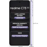 Realme C73 5G 16.94 Centimeter (6.67) 32MP Galaxy Core GC32E2 AF Rear Camera 8MP Front Camera 120Hz Eye Comfort HD+ LCD Display Mediatek Dimensity 6300 Octa Core Processor Smartphones Mobile