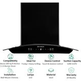 FABER 60 Centimeter SUNNY IN HC SC FL LG 60cm 1200m3/hr Ducted with Touch & Gesture Control Auto Clean Wall Mounted Chimney (Black)