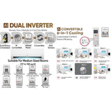 LG 1.5 T US-Q18LNXE1 3 Star AI Dual Inverter AI Convertible 6-in-1 Gold Fin+, Diet Mode+, Viraat Mode HD Filter with Anti-Virus Protection Split Air Conditioner (2025 Model, White)