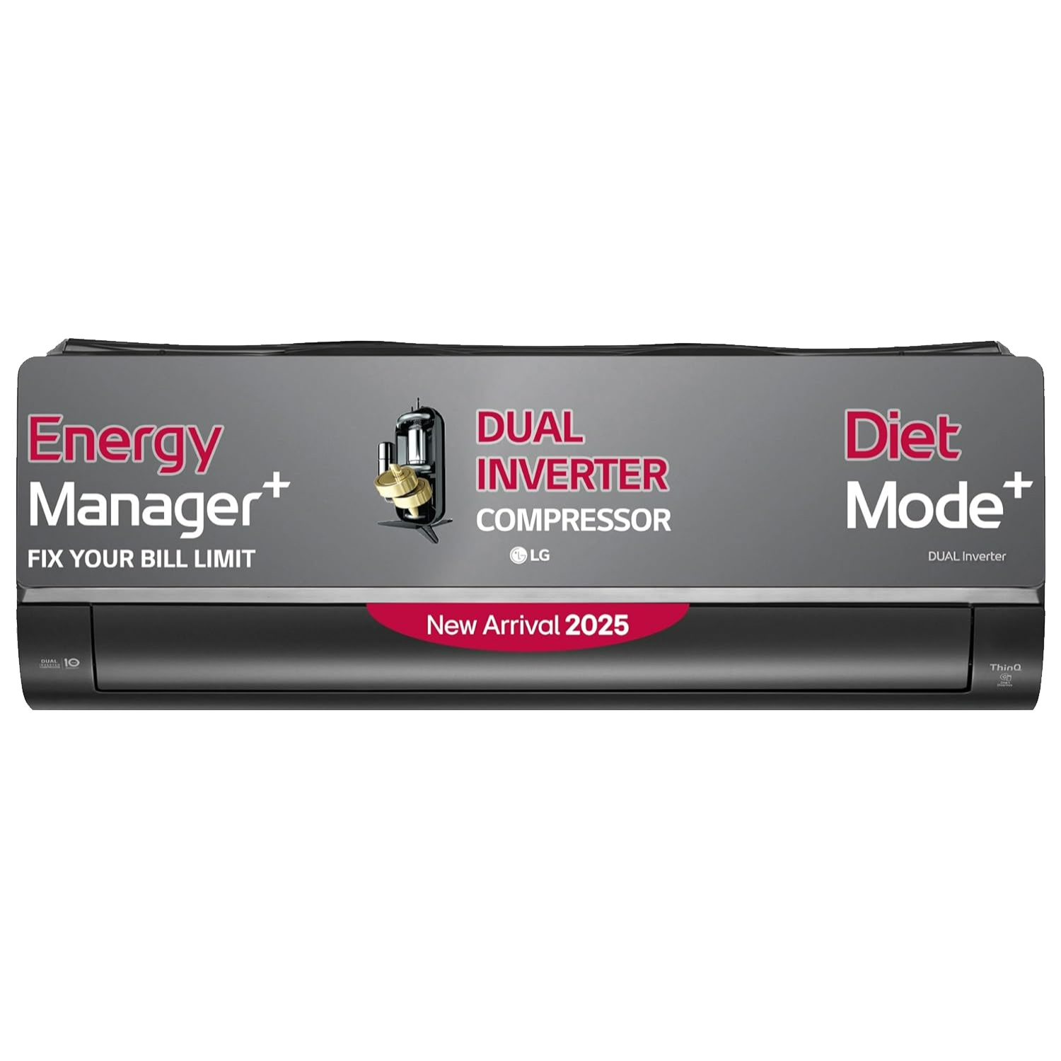 LG 1.5 T US-Q19MWZE 5 Star AI+ Dual Inverter AI+ Convertible 6-in-1 Cooling Energy Manager+, Diet Mode+, Viraat Mode HimClean HD Filter with Anti-Virus Protection ThinQ™ (Wi-Fi) Split Air Conditioner (2025 Model, Black)