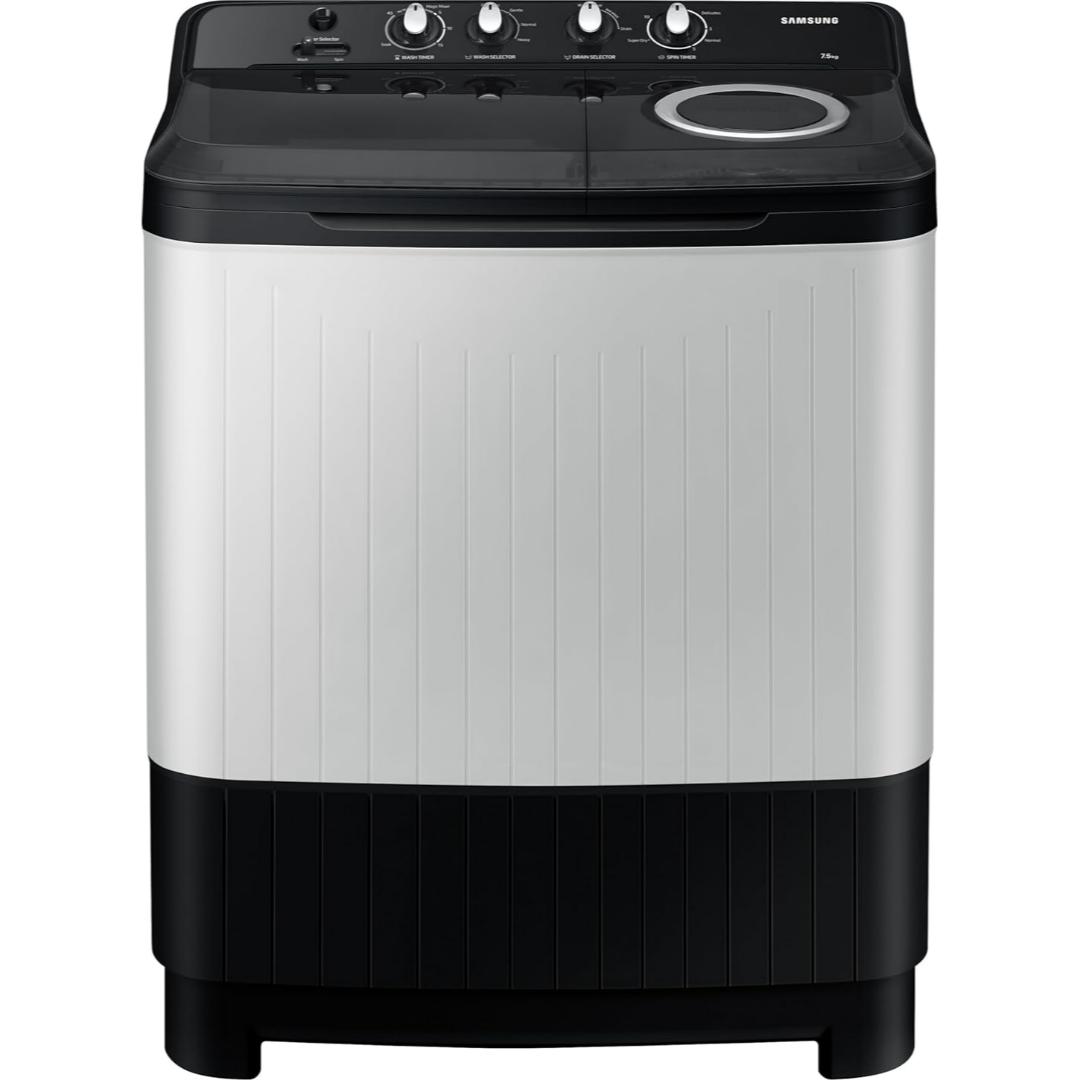 Samsung 7.5 Kg WT75C3200GG/TL 5 Star Air Turbo Drying & Rat Protection Technology Hexa Storm Pulsator with Magic Filter Semi Automatic Top Loading Washing Machine (2024 Model, Light Gray with Ebony Black Base)