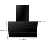 FABER 60 Centimeter ZENITH FL SC AC BK 60cm 1350m3/hr Ducted with Touch Control Auto Clean Wall Mounted Chimney (Black)