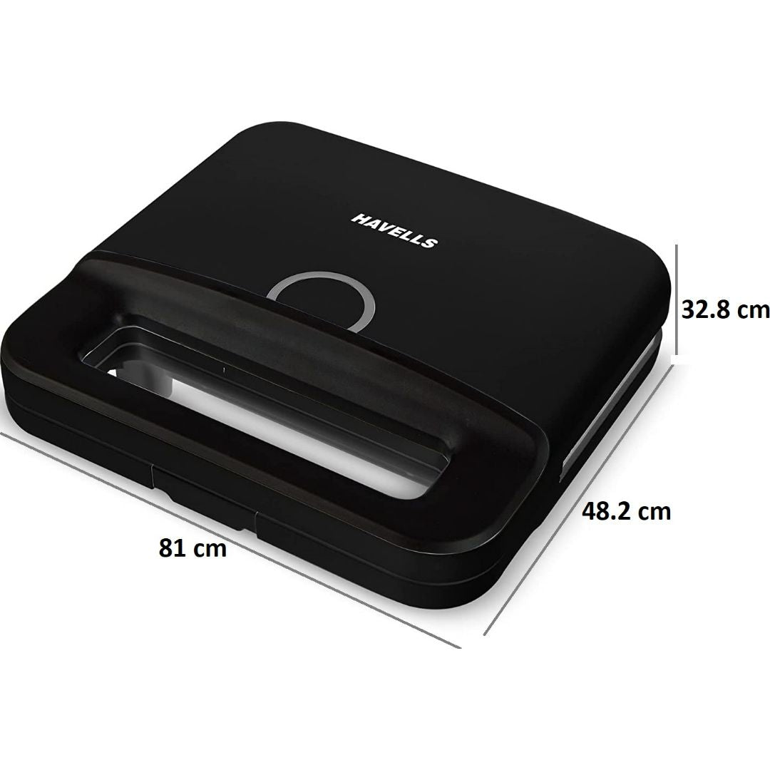 Havells 2 Slice GHCSTDTK075 800 W Perfect Fill Plus Sandwich Toaster (Black)