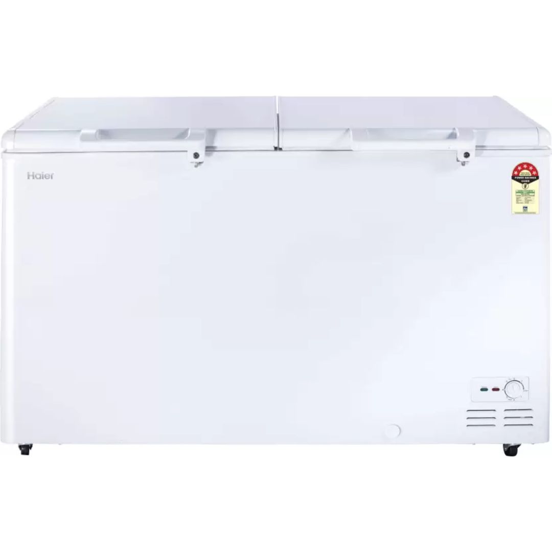 Haier 439.0 L HFC-500DM5, 5 Star Convertible with Inside metal liner Hard Top Double Door Frost Free Standard Deep Freezer (White)