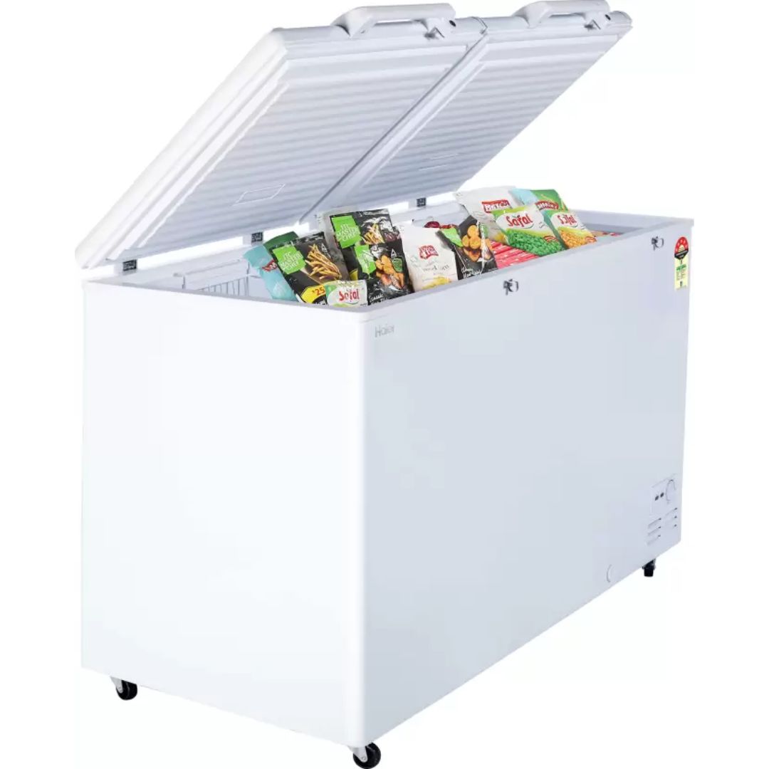 Haier 439.0 L HFC-500DM5, 5 Star Convertible with Inside metal liner Hard Top Double Door Frost Free Standard Deep Freezer (White)