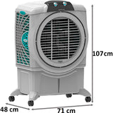 Symphony 75.0 L Sumo 75 XL Honeycomb Pads, Powerful +Air Fan with I Pure Technology Desert Air Cooler (Grey)
