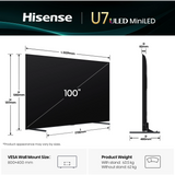 Hisense U7Q Series 4K Ultra HD Dolby Vision & Atmos AI 4k Upscaler & Game Mode Pro 144 Hz with VIDAA U9 OS & HDR10+ Remote Control Mini LED TV (2026 Edition, Black)