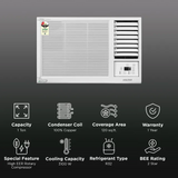 Voltas 1 Ton 2 Star Fixed Speed Window AC (100% Copper Condenser, Anti Dust Filter, 2-Way Air Swing, 122FS PLATINA-1, 2026 Model, White)
