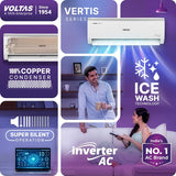 Voltas 1.0 Ton 3 Star Inverter Split AC (2026 Model, Copper Condenser, 123INV VERTIS ELITE, Convertible 6-in-1 Cooling Modes, 4-Way Swing, Ice Wash Technology, Sleep Mode, White)