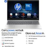 HP 39.62 Centimeter (15.6) 15-FD0640TU Micro Edge Anti Glare Diagonal Full HD Display Intel® Intel Core™ 5 120U Processor 16 GB/512 GB SSD/Windows 11 Home/MS Office Thin and Light Laptop (Natural Silver)
