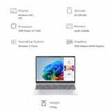 HP 40.64 Centimeter (16) OmniBook 5 16-AG1037AU Micro Edge Bezel Anti Glare Diagonal Full HD Display Next Gen AI AMD Ryzen™ AI 5 340 Processor 16 GB/512 GB SSD/Windows 11 Home/MS Office Thin and Light Laptop (Glacier Silver)