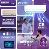 Voltas 2026 Model 1.5 Ton 3 Star Split Inverter AC (183INV VERTIS ZENITH GOLD / 4504074, 6-in-1 Convertible Cooling, 4-Way Swing, Ice Wash Technology, 100% Copper Condenser, White & Gold)