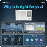 Voltas 2026 Model 1.5 Ton 5 Star Inverter Window AC (100% Copper, Convertible 2-in-1 Cooling Modes, Anti-Dust Filter, 2-Way Swing, Memory Restart, Sleep Mode, 185INV ELITE, White)