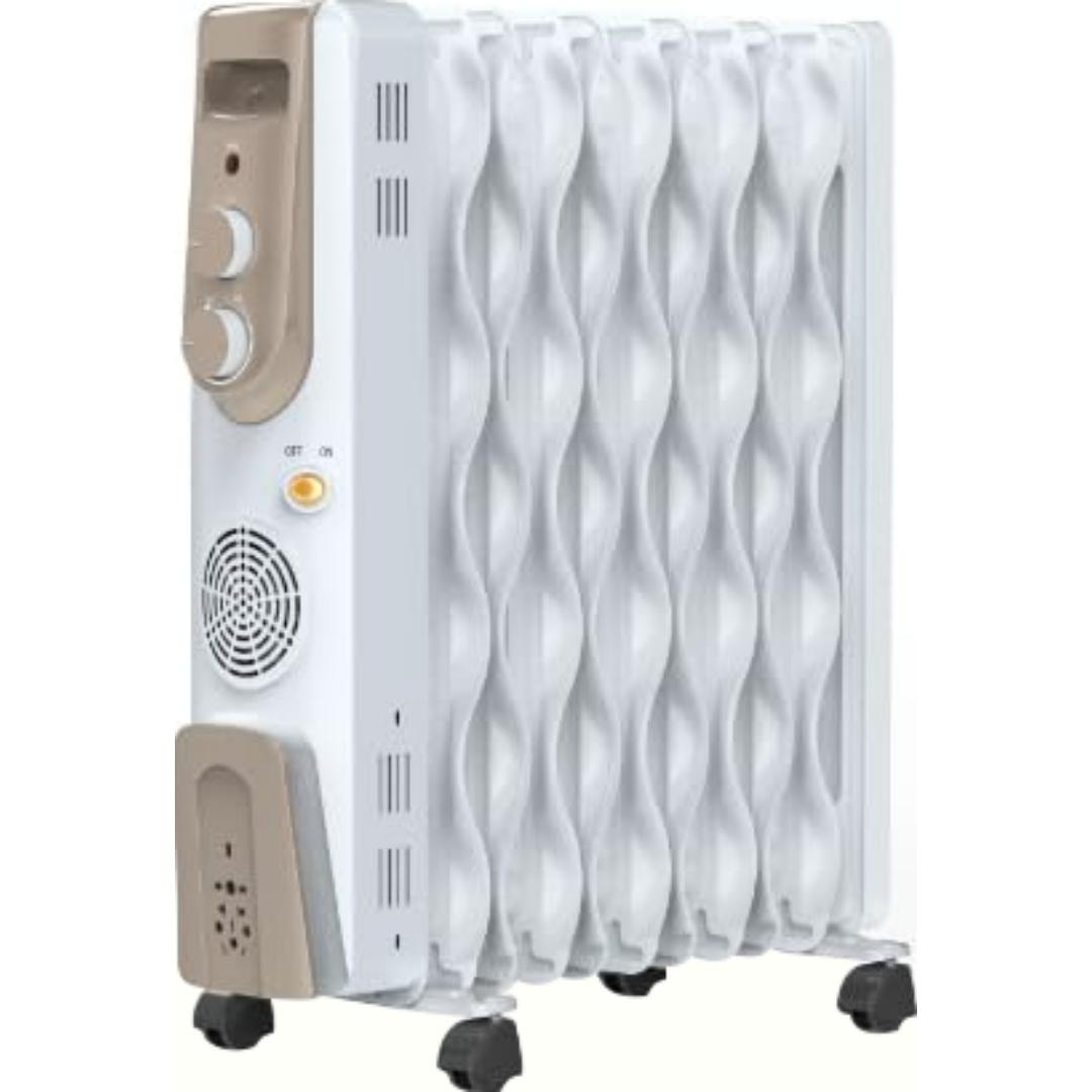 Bajaj Vienna OFR Oil Filled With Fan, Room Heater (White Golden