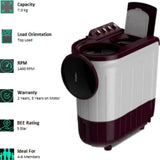 Whirlpool 7.0 Kg ACE 7.0 SUP SOAK (WINE) (30298) 5 Star with Super Soak Technology Semi Automatic Top Loading Washing Machine (Wine)