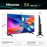 Hisense E4S Series HD Ready/Full HD Dolby Audio & 60 Hz VIDAA Smart OS with Google Assistant & HDR10 Remote Control Smart LED Google TV (Black)