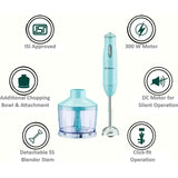 Bajaj 300 W HB 22 (410536) Single  Silent DC Motor & Additional Chopping Jar Hand Blender (Light Blue)