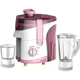 Bajaj 2 Jars JX 20 500W (410701) 3 Speed Control with 18000 RPM Juicer Mixer Grinder (White & Pink)