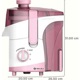 Bajaj 2 Jars JX 20 500W (410701) 3 Speed Control with 18000 RPM Juicer Mixer Grinder (White & Pink)