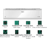 Whirlpool 1.5 Ton 3DCool 15T 5S INV EXP S3J3AJ0 (41436) 5 Star 6th Sense Indicator Inverter 5 in 1 Convertible Split Air Conditioner (2023 Model, White)
