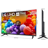 LG 109 Centimeter (43) 43UT73006LA.ATR Series UT73 4K Ultra HD ThinQ AI 4K Upscaling with Filmmaker Mode AI Magic Remote Control α5 AI Processor 4K Gen7 Processor WebOS Smart LED TV (2024 Edition, Black)