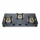 Bajaj 3 Burner 3BR-GP6 3 Burner (450500) Toughened Glass Top Stainless Steel & Glass Electric Manual Gas Stove Cooktop (Black)