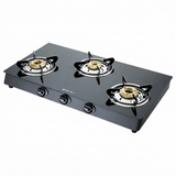 Bajaj 3 Burner 3BR-GP6 3 Burner (450500) Toughened Glass Top Stainless Steel & Glass Electric Manual Gas Stove Cooktop (Black)